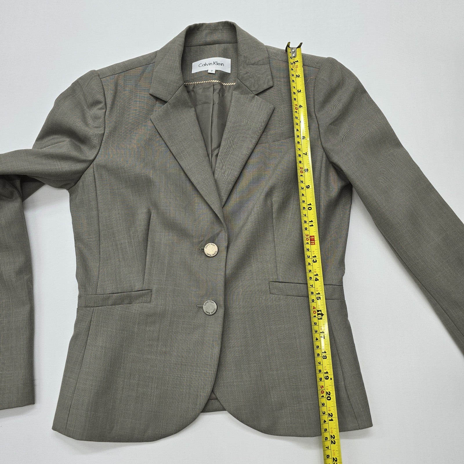 Calvin Klein Women Gray Blazer size 2 product image 9