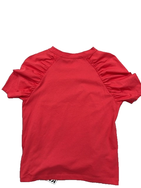 Karl Lagerfeld XS Red Cotton T-Shirt Puff Sleeves Logo XS