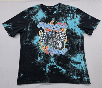 SHEIN Women's Black Tie Dye Motorcycle Tee Size L Short Sleeve Cotton