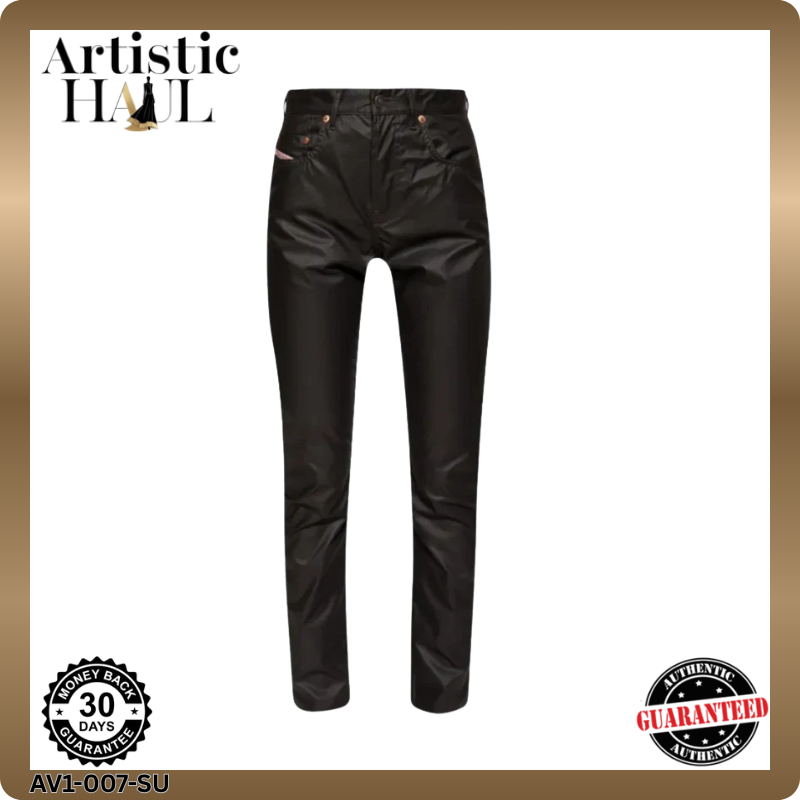 Diesel Women's Trousers Black Coated Cotton Regular Fit Size 27