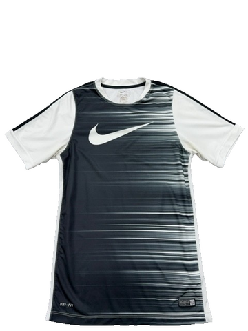Nike Men's Black White Striped Soccer Jersey Short Sleeve Slim Fit Dri-FIT