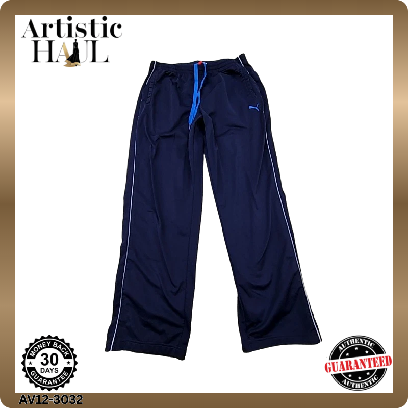 Puma Men's Navy Track Pants Size L Drawstring Regular Fit 816362