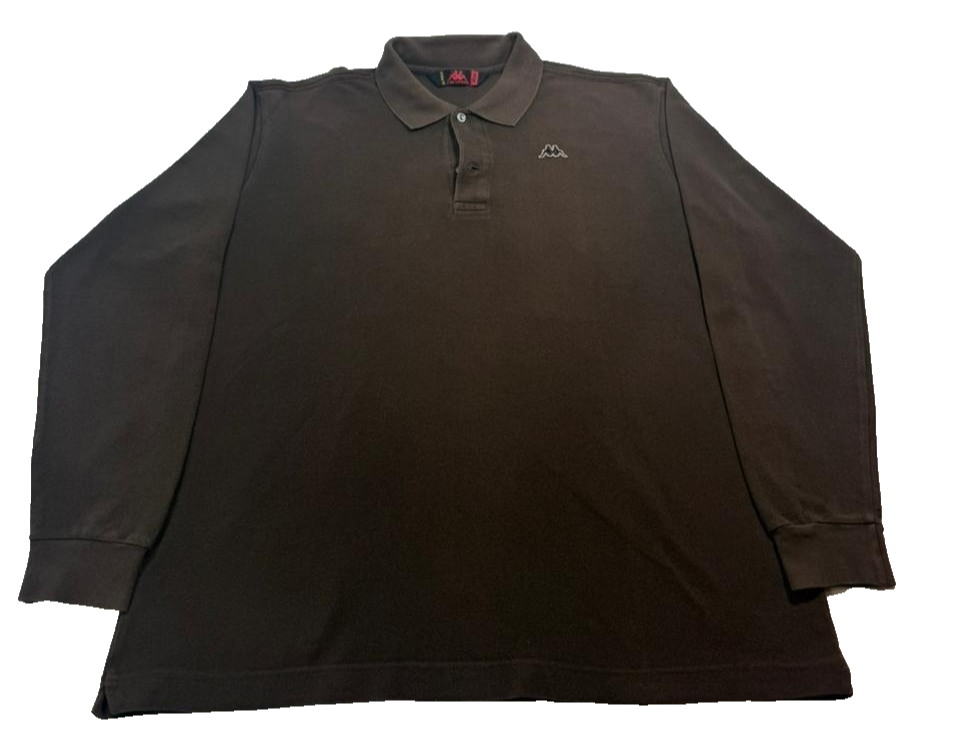 Kappa Men's Brown Long Sleeve Pique Polo Embroidered Logo Size M
