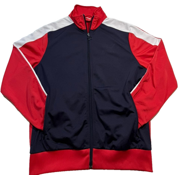 vintage-style red, white, and navy blue track jacket - size M