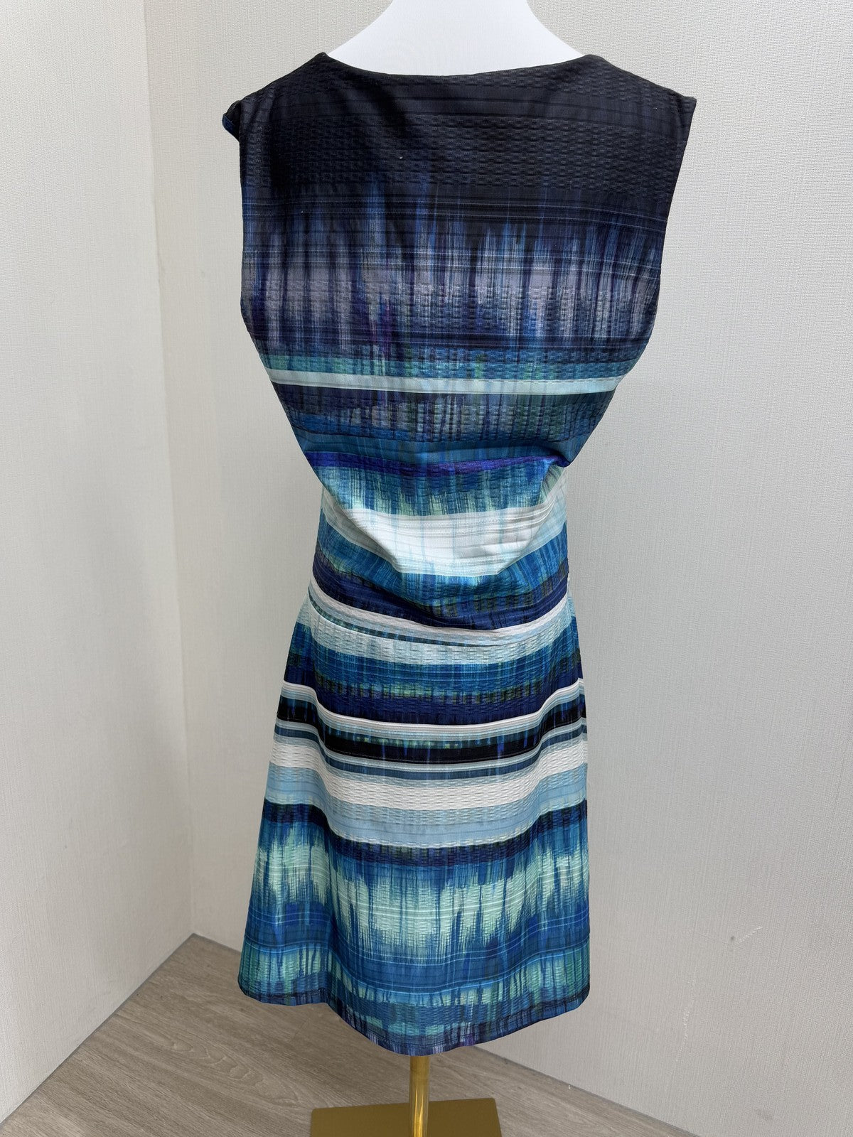Desigual Women's XL A-Line Striped Sleeveless Knee Dress Navy Teal