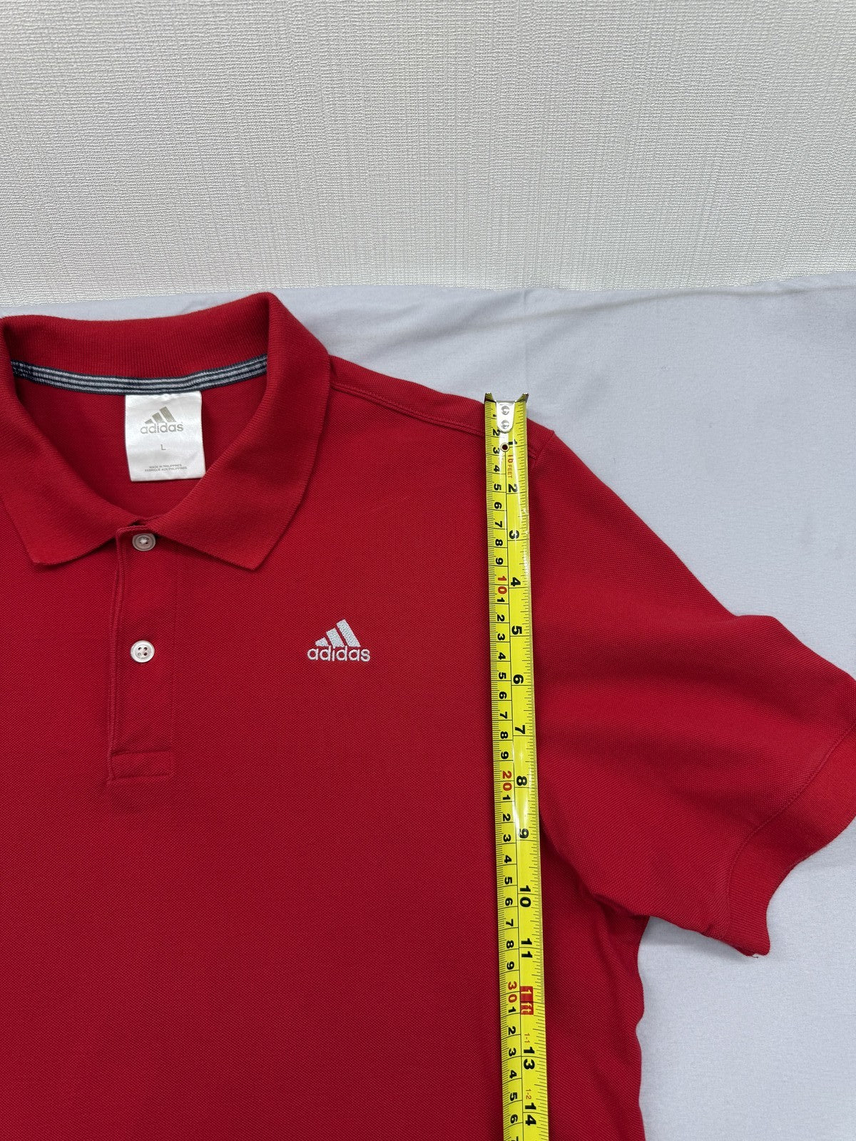 Adidas Red Polo Shirt Men's L 100% Cotton Short Sleeve Pique