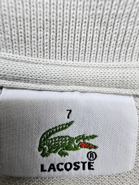 Lacoste Gray Polo Shirt Men Size 7 Short Sleeve Piqué