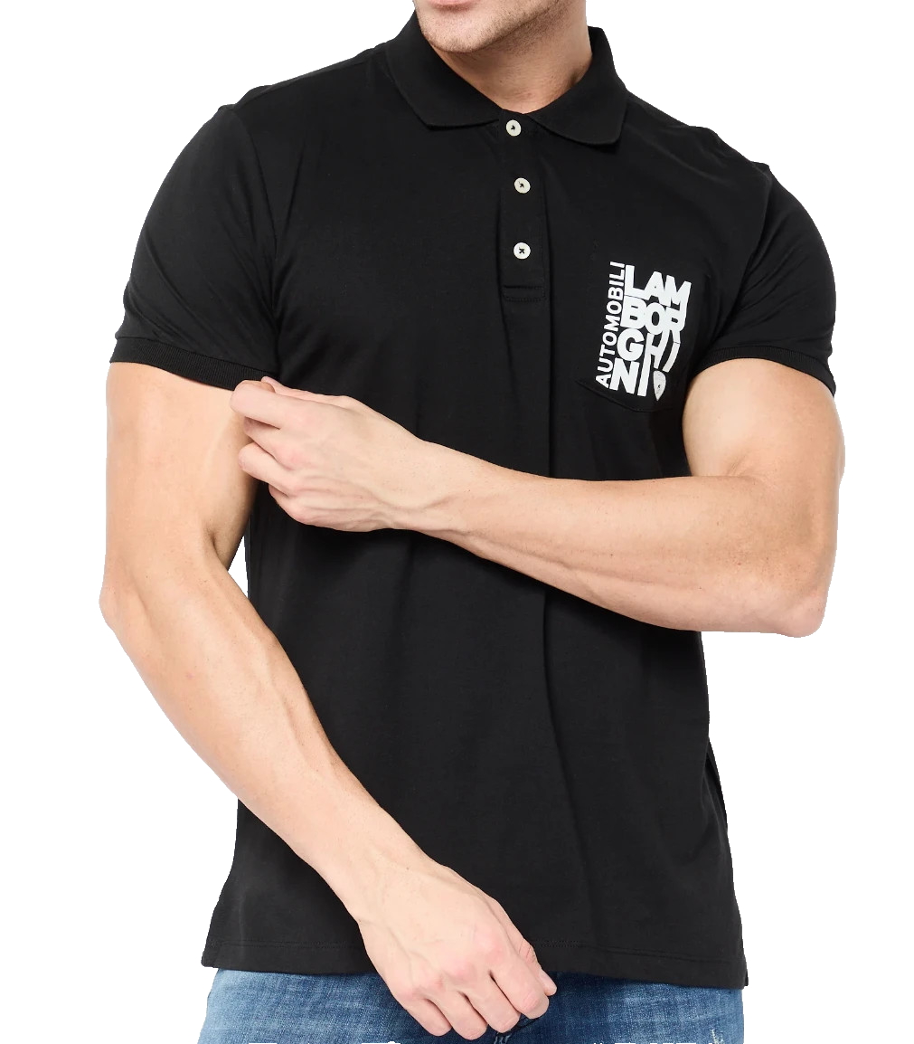 Lamborghini Men's Polo Shirt Black Size XL Premium Style