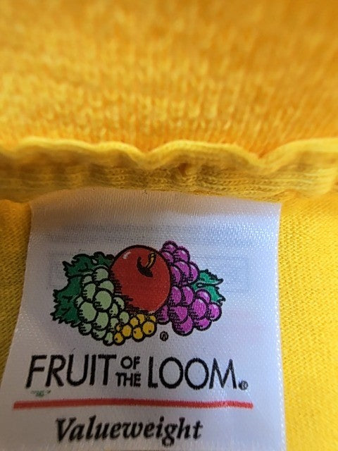 Fruit of the Loom Unisex Yellow Graphic T-Shirt Size XL Regular