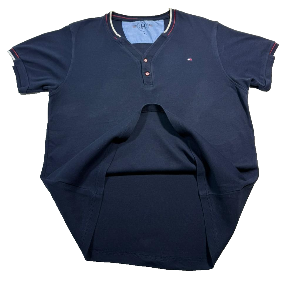 Tommy Hilfiger Men's Navy Blue Shirt, Size XL, Button Casual Short Sleeve
