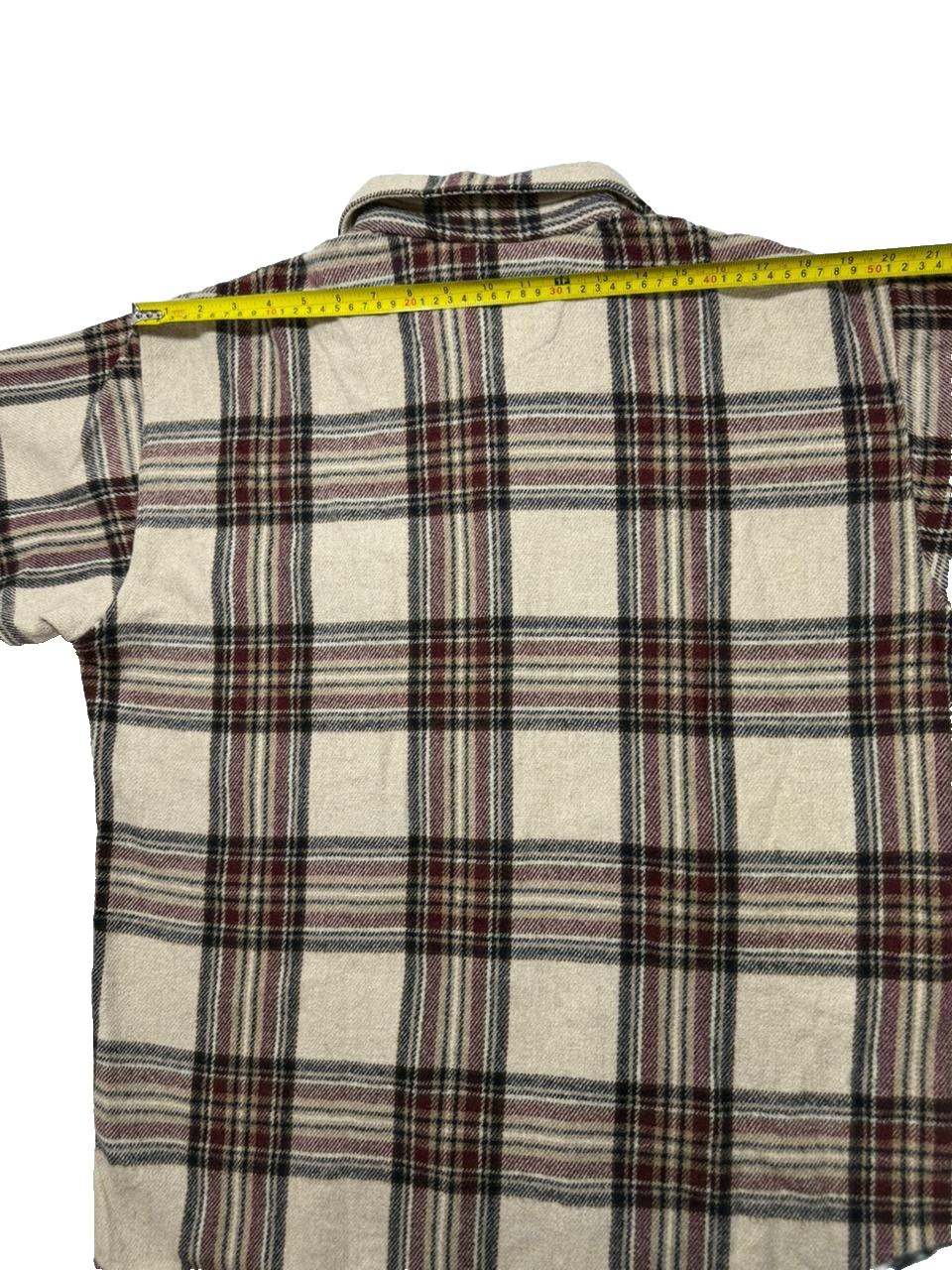 Marc Gibaldi Plaid Flannel Shirt Beige Red Check Long Sleeve Men's Casual Top XL