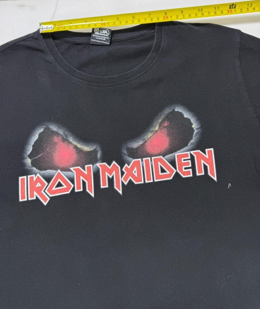 Official Iron Maiden Distressed Logo T-Shirt |Black | Size: M