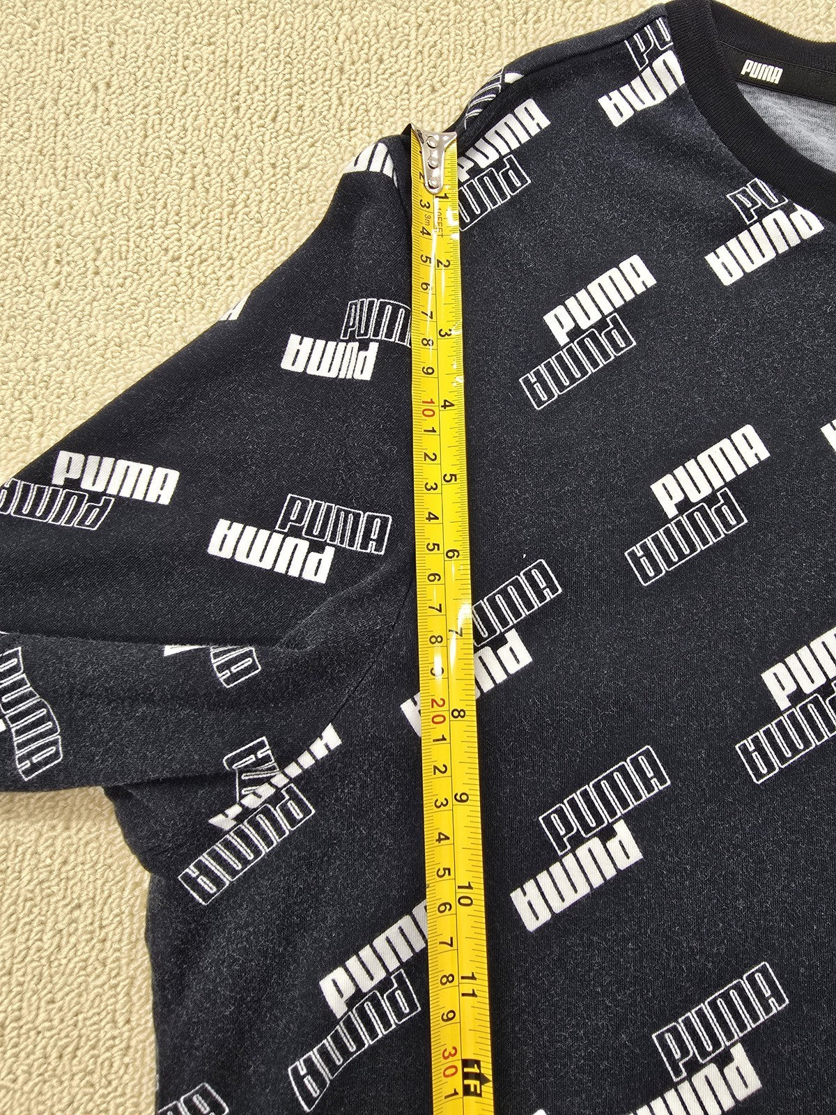 Puma Men's XL Black Brand Love All-Over Logo Print T-Shirt Cotton