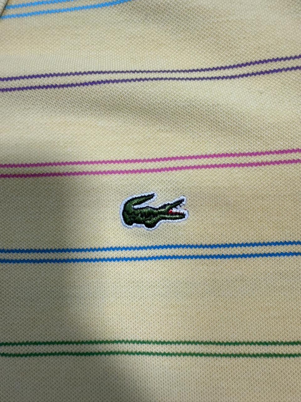 Lacoste Men Yellow Multi-Color Striped Pique Polo Shirt Croc Logo XXXL