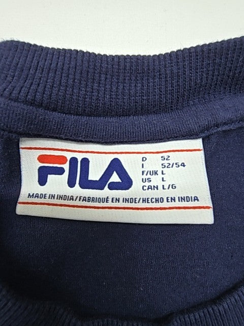 FILA Men Navy Graphic Cotton Crew Neck T-Shirt Size L - Regular Fit