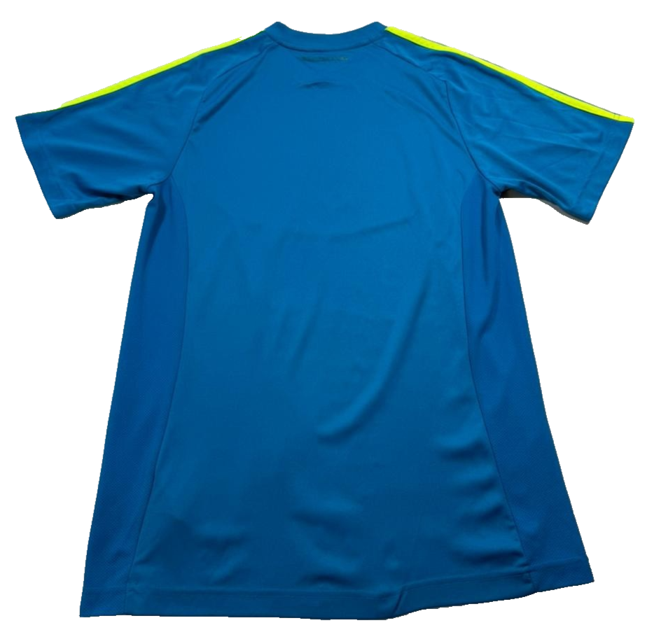 Adidas Men�S Bright Blue Climalite Training Shirt Neon 3-Stripes Size M