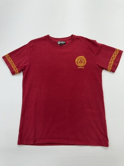 VERSACE Men's Red Gold Graphic T-Shirt Size XL New Style Crew Neck