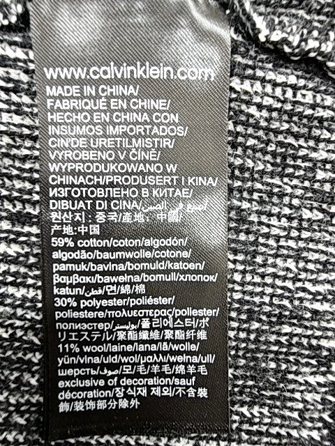 Calvin Klein Wool Blend High Neck Sweater XL Black Ribbed