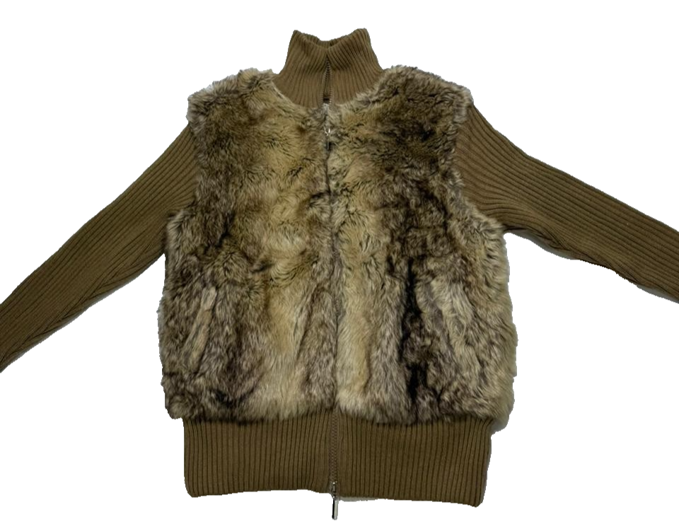 Albertex Moda Women's Faux Fur Cardigan Brown Size L