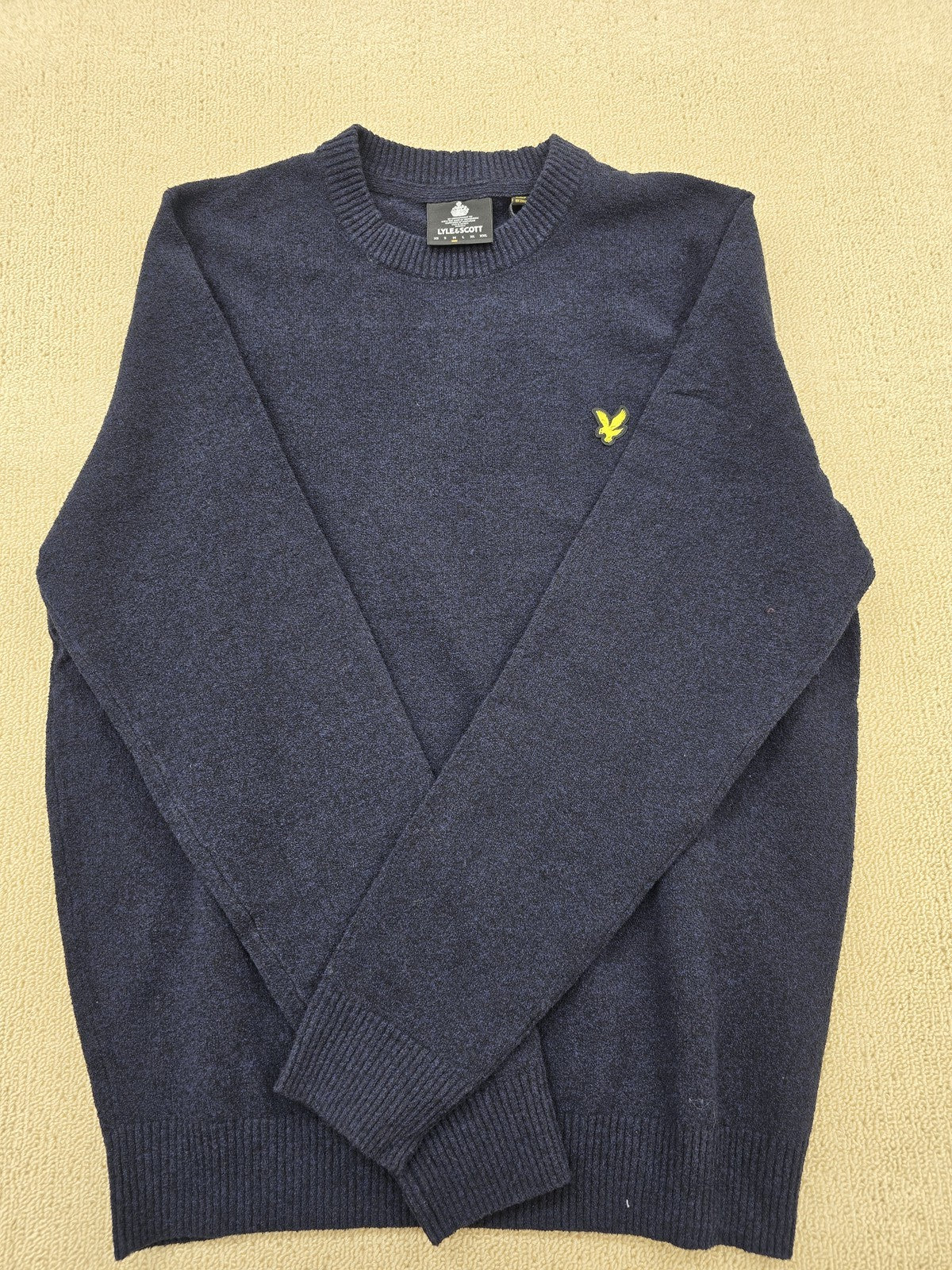 Lyle & Scott Navy Cotton Crew Neck Jumper Men's Regular Fit Long Sleeve