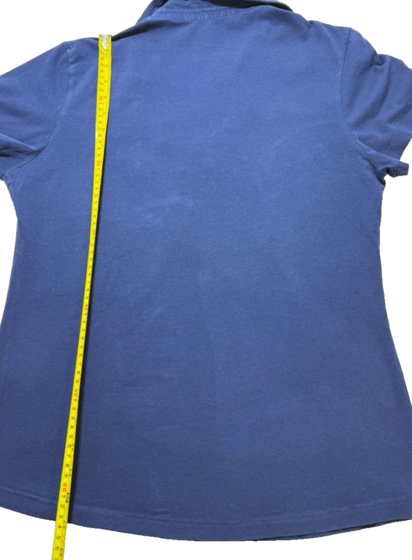 Burberry Blue Plaid Trim Polo Shirt Women's Size 3Xl