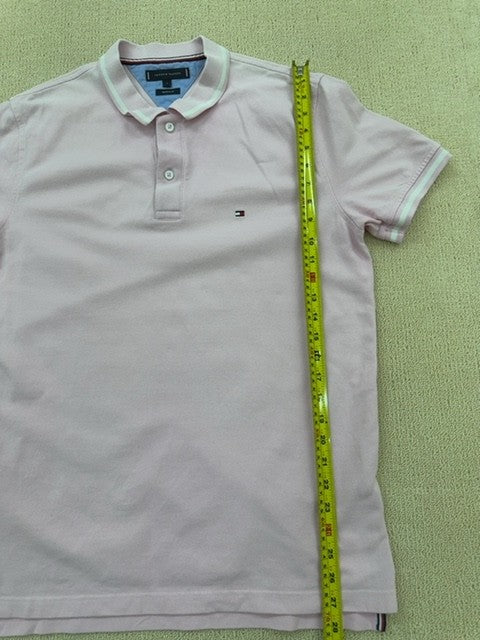 Tommy Hilfiger Pink Polo Shirt Men's Large Short Sleeve Cotton Blend