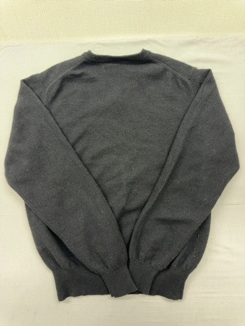 Fred Perry Grey V-Neck Wool Blend Sweater Size 46 Men Laurel Logo Italy