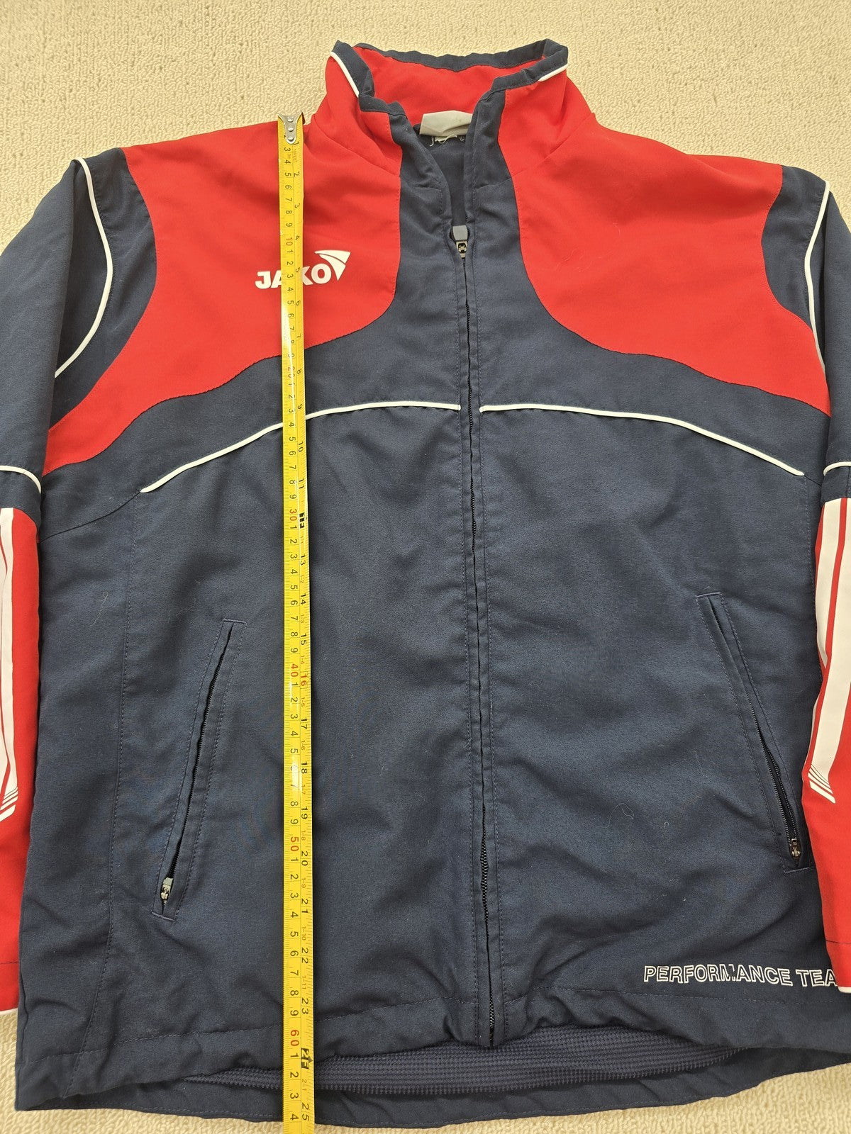 Jako Navy Red Performance Team Jacket Size S Zip-up Stand Collar