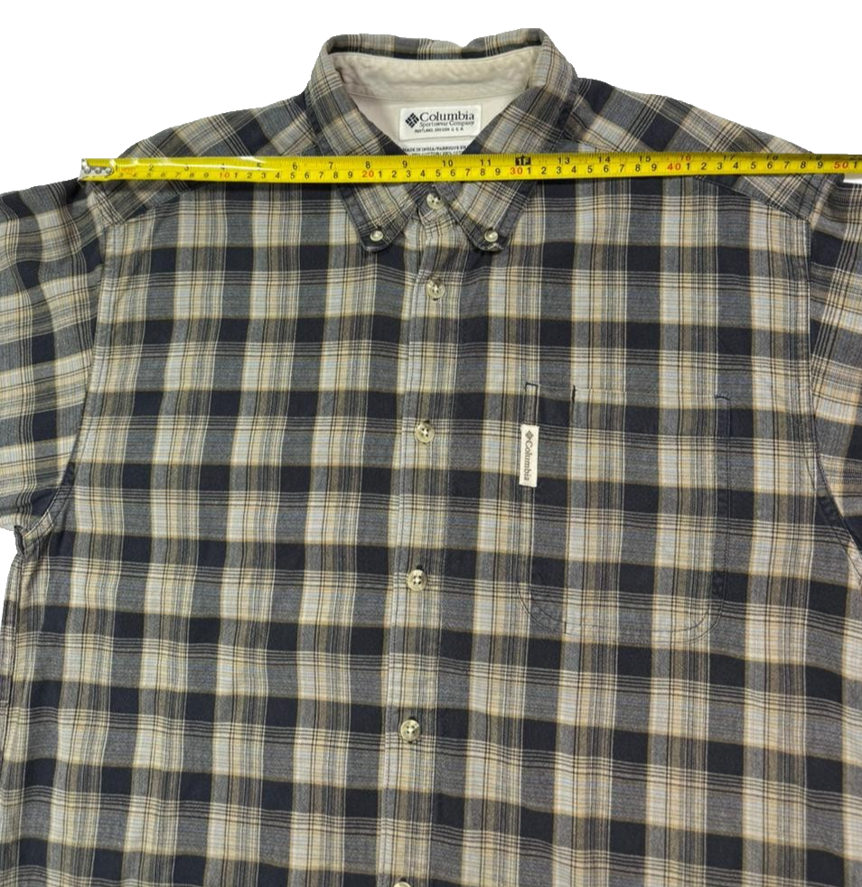 Columbia Men's Long-Sleeve Button-Up Plaid Shirt In A Brown And Beige - Size M