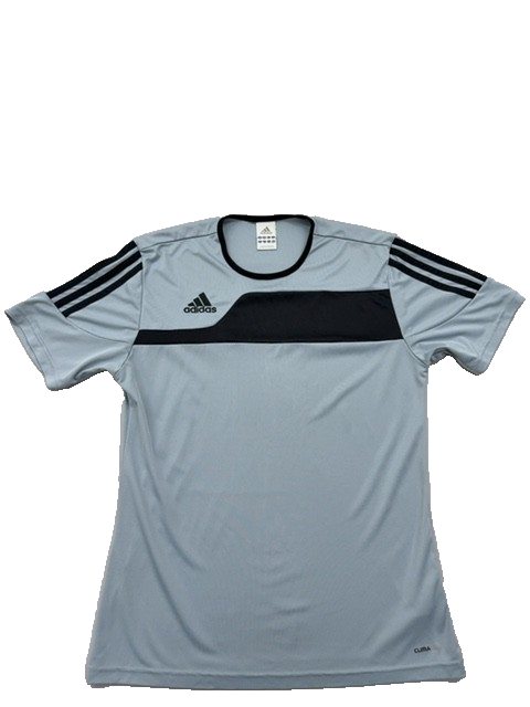 Adidas Men's Grey Striped Training Jersey S Short Sleeve