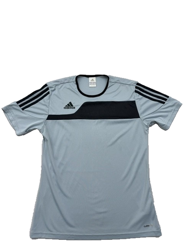 Adidas Men's Grey Striped Training Jersey S Short Sleeve