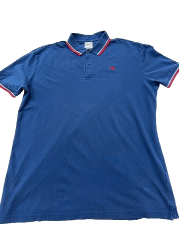 Diadora Men's Blue Cotton Polo Shirt XXL Short Sleeve Button