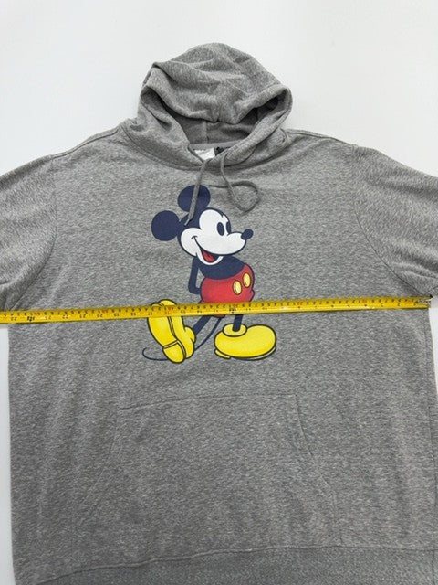 Disney Boys Gray Mickey Pullover Hoodie Kangaroo Pocket Size XL Fleece