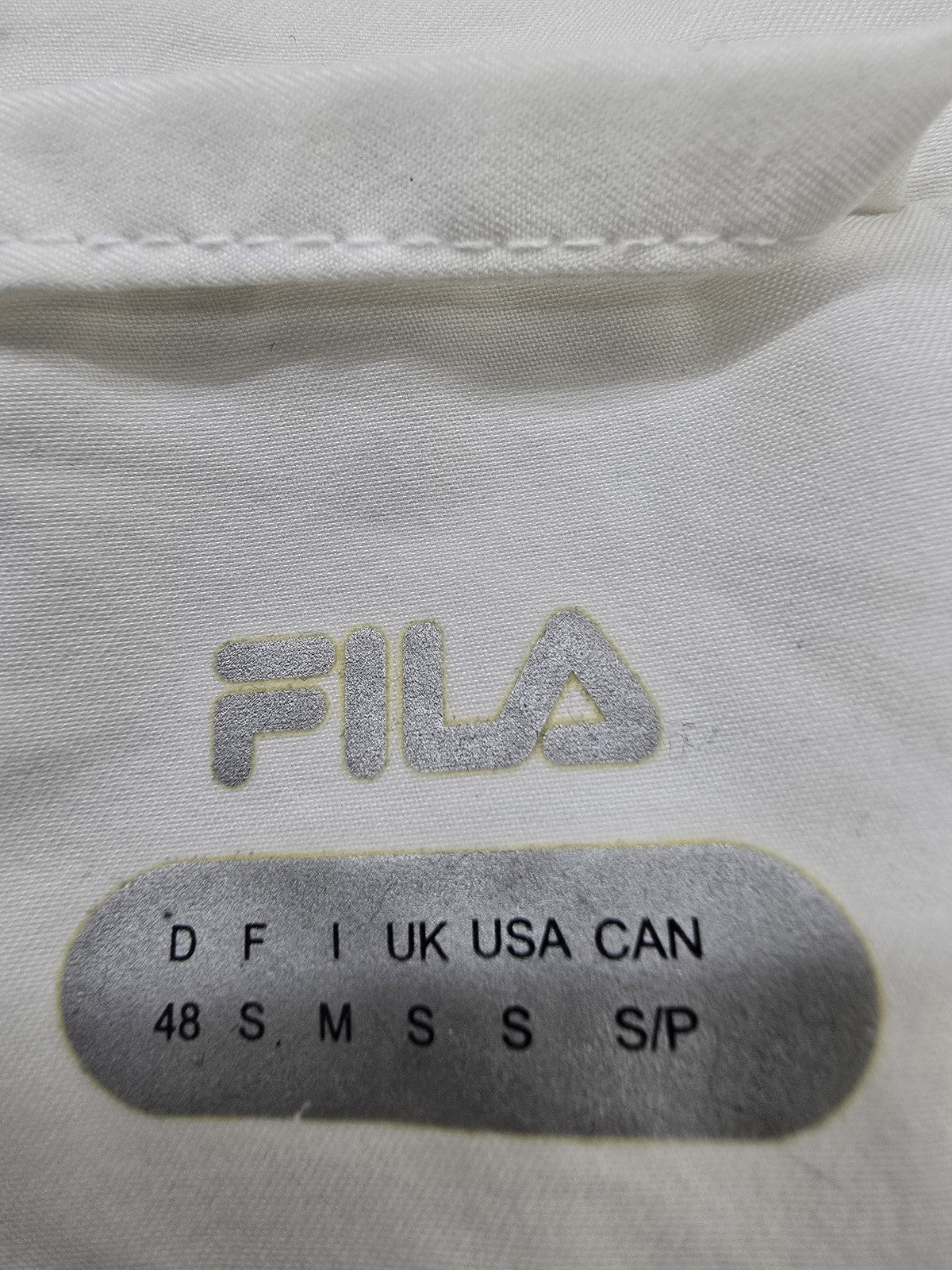 Fila White Striped Track Jacket S Unisex Activewear Polyester