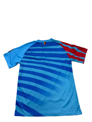 Umbro Men's Blue Striped Soccer Jersey 3XL Short Sleeve Patch