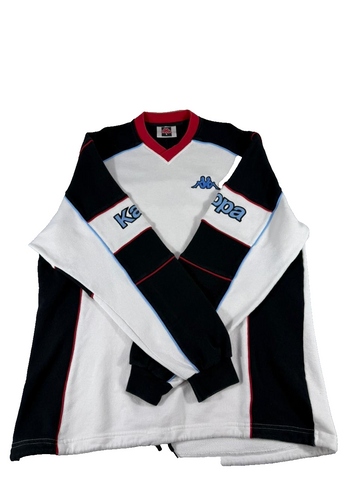Kappa Men’s Long Sleeve Sweatshirt V-Neck Black White Red Sportswear Size L