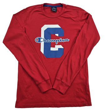 Champion Red XL Long Sleeve Crewneck Cotton T-Shirt Men's 30478