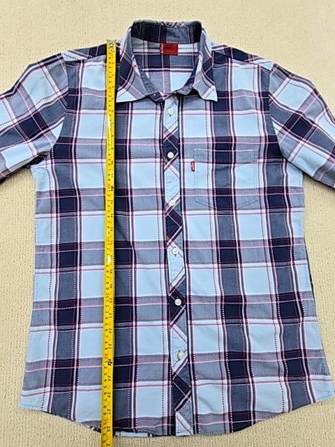 Levi's Men's Blue Plaid Flannel Long Sleeve L Button Down Red Tab