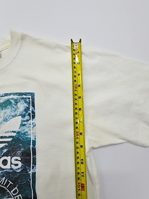 adidas Unisex Kids White Logo Graphic T-Shirt Size S Crew Neck