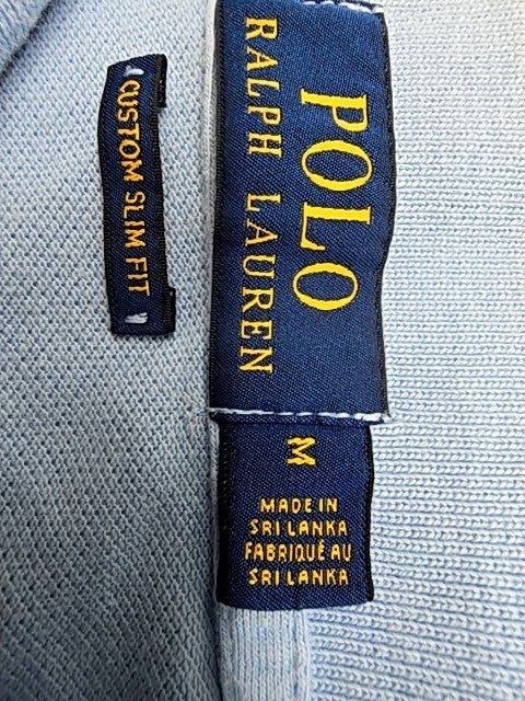 Polo Ralph Lauren Men's Light Blue Navy Striped Polo Shirt Size M Slim Fit