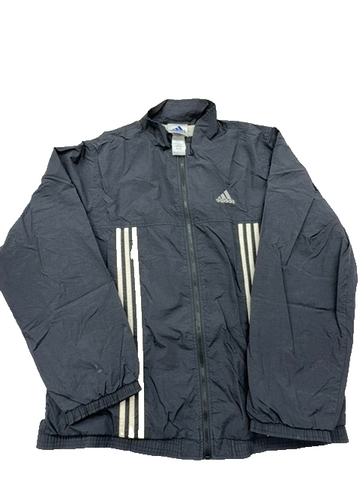 Adidas Unisex Grey Track Jacket Size L Activewear Zipper Nylon