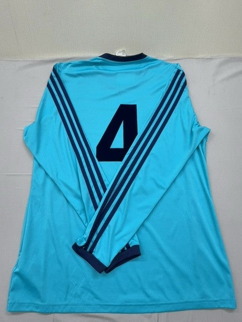 Adidas Men's Light Blue Striped Long Sleeve Jersey L V-Neck