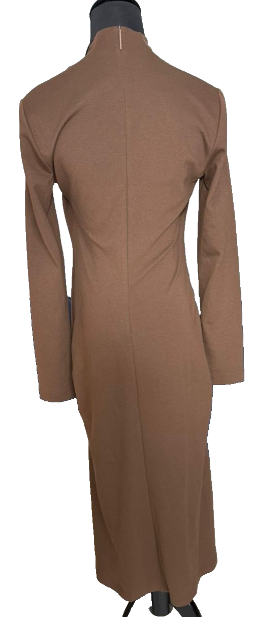 Bnwt Giorgio Armani Brown Long-Sleeve Midi Dress - Size 42