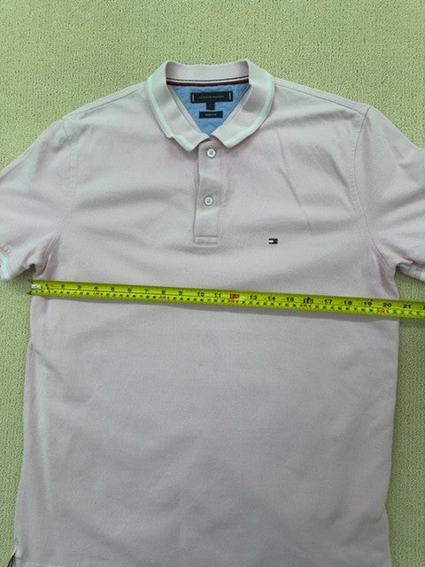 Tommy Hilfiger Pink Polo Shirt Men's Large Short Sleeve Cotton Blend