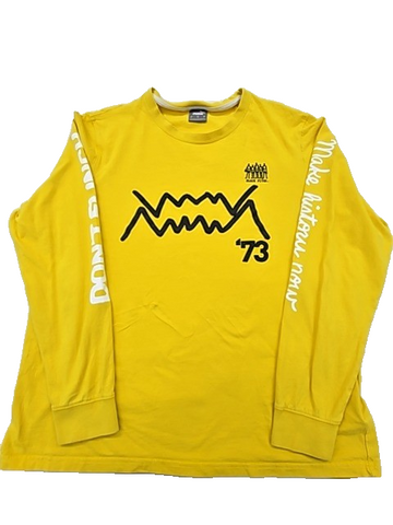 Puma Yellow Printed Fleece Sweatshirt XL Long Sleeve Men Crewneck