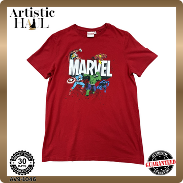 Marvel Avengers Kids T-Shirt Captain America Hulk Iron Man Thor Red