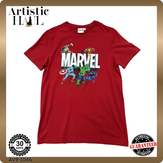 Marvel Avengers Kids T-Shirt Captain America Hulk Iron Man Thor Red