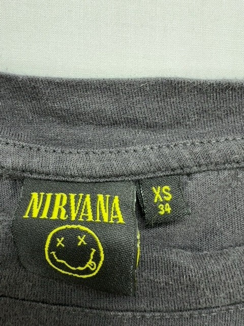 Nirvana Boys Charcoal Smiley Graphic T-Shirt Youth XS 34 Regular