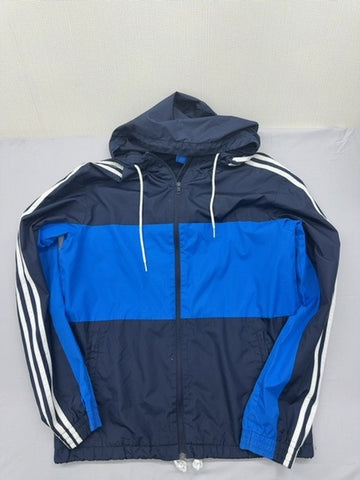 Adidas Men's Navy Blue Full Zip Hoodie M 3 Stripes