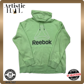 Reebok Green Fleece Pullover Hoodie XL Logo Long Sleeve